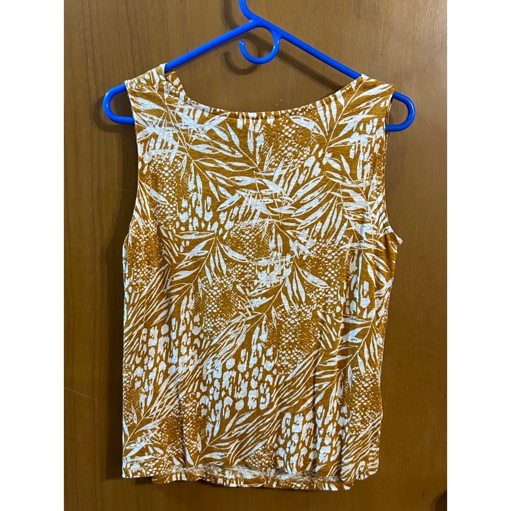Christian‎ Siriano New York 100% Linen Tropical Print Sleeveless Cowl Neck Top M - Picture 4 of 4